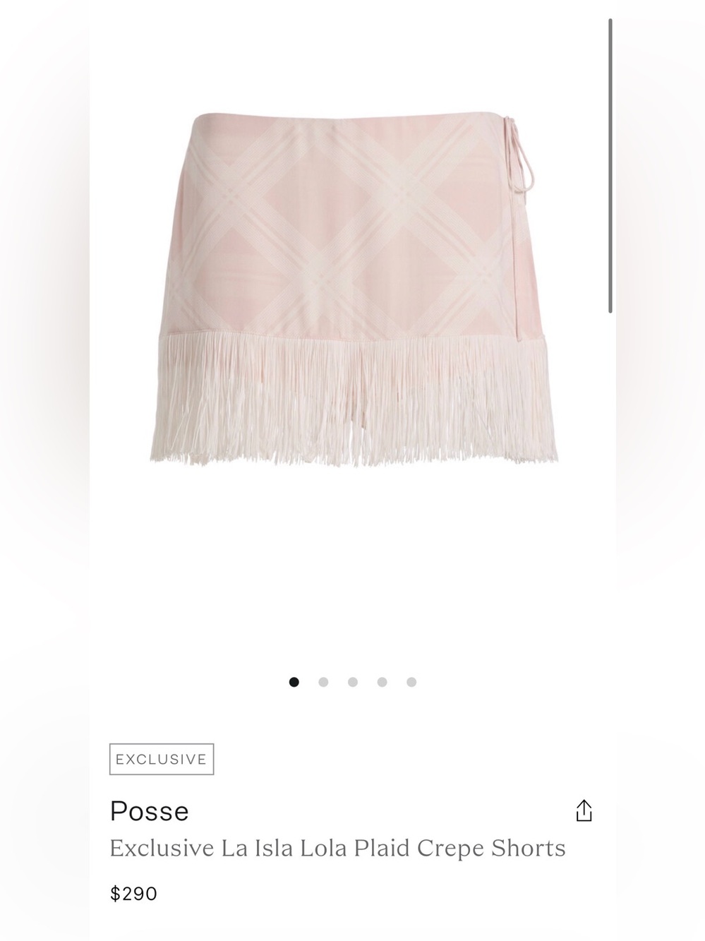 Posse Blush Plaid Fringe Mini Skirt